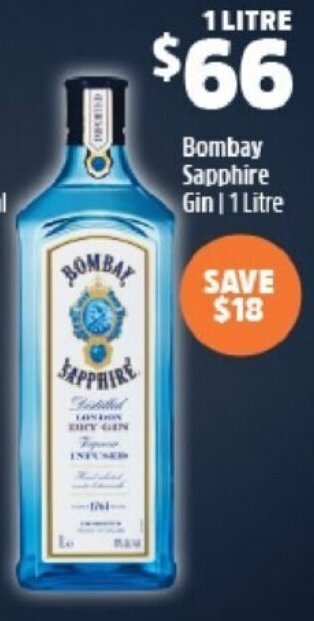 BWS Bombay Sapphire Gin 1 Litre offer