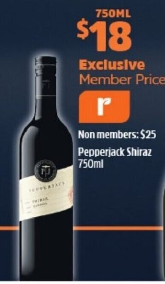 BWS Pepperjack Shiraz 750ml offer