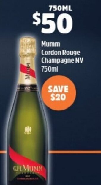 BWS Mumm Cordon Rouge Champagne NV 750ml offer