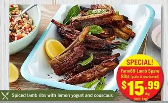 Tasman Butchers Spiced Lamb Ribs with Lemon Yogurt and Couscous offer