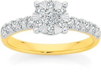 Angus & Coote 9ct gold diamond cluster ring offer