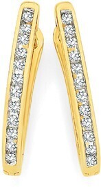 Angus & Coote 9ct gold diamond channel set huggie earrings offer