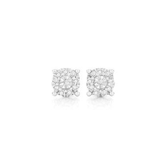 Angus & Coote 9ct white gold diamond cluster stud earrings offer
