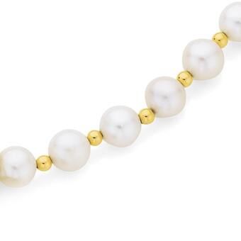 Angus & Coote 9ct gold cultured fresh water pearl 45cm necklace offer