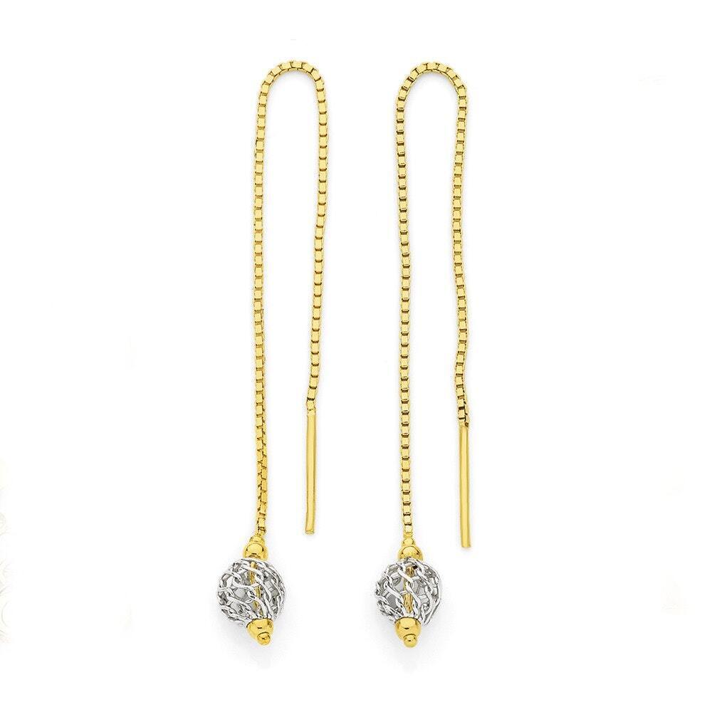 9ct gold two tone thread filigree ball drop earrings offer at Angus & Coote