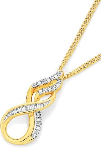 Angus & Coote 9ct gold diamond infinity pendant offer