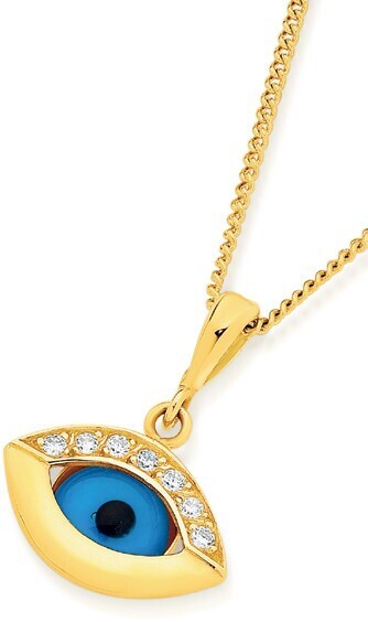 Angus & Coote 9ct gold cubic zirconia & evil eye pendant offer