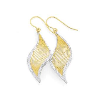 Angus & Coote 9ct gold two tone wave drop earrings offer
