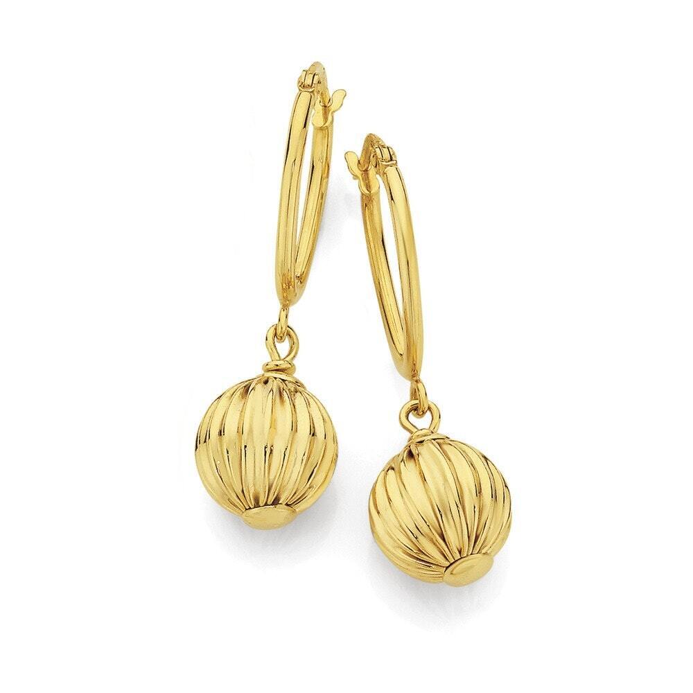9ct gold ball drop hoop earrings offer at Angus & Coote