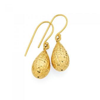 9ct gold diamond-cut bomber drop earrings