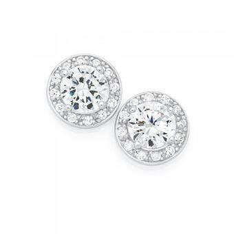 Goldmark Sterling silver cubic zirconia cluster stud earrings offer