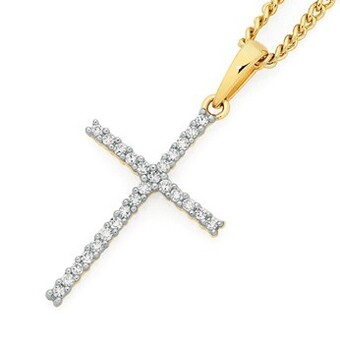 Goldmark 9ct gold diamond cross pendant offer