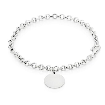 Goldmark Sterling silver 19cm belcher with round engravable disc bracelet offer
