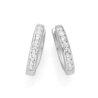 Goldmark Sterling silver cubic zirconia channel set huggie earrings offer