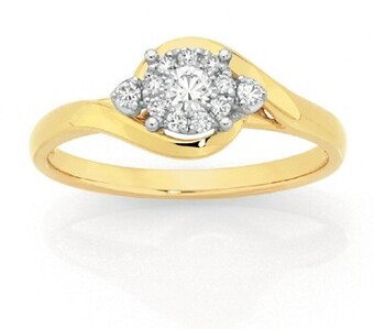 Goldmark 9ct gold diamond swirl cluster ring offer