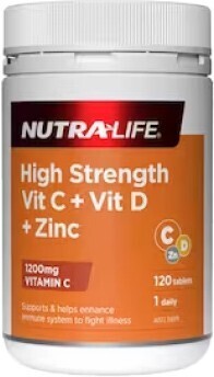 healthylife Nutra-life vitamin c 1200 + d + zinc 120 tablets offer