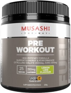 healthylife Musashi pre workout lemon lime flavour 225g offer
