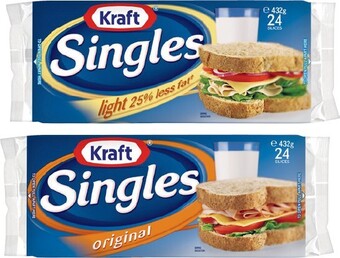 IGA Kraft cheese singles original or light 432g offer