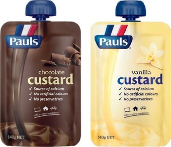 IGA Pauls vanilla or chocolate custard 140g offer