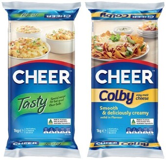 IGA Cheer tasty or colby cheese block 1kg offer
