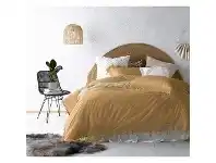 LivingStyles Vintage Design Homeware Gypsy Tassel Washed Cotton Quilt Cover Set, Double, Ochre offer