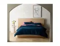 LivingStyles Vintage Design Homeware Cotton Corduroy Quilt Cover Set, Double, Riverland Blue offer