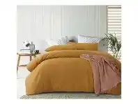 LivingStyles Vintage Design Homeware Lee Stonewashed Cotton Quilt Cover Set, Single, Ochre offer