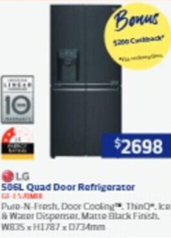 Retravision 506L Quad Door Refrigerator offer