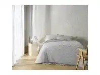 LivingStyles Vintage Design Homeware August Cotton Chenille Quilt Cover Set, Queen, Dove Grey offer