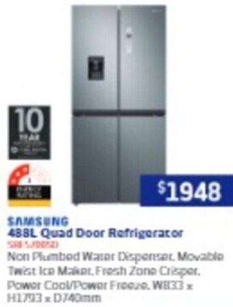 Retravision 488L Quad Door Refrigerator offer