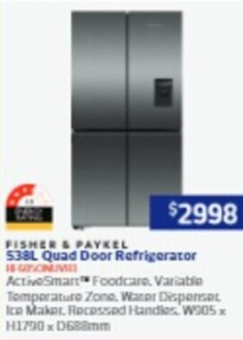 538L Quad Door Refrigerator
