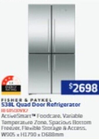 Retravision 538L Quad Door Refrigerator offer