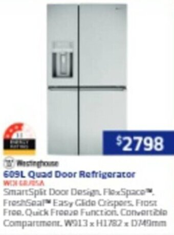 Retravision 609L Quad Door Refrigerator offer