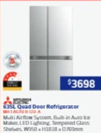 Retravision 635L Quad Door Refrigerator offer