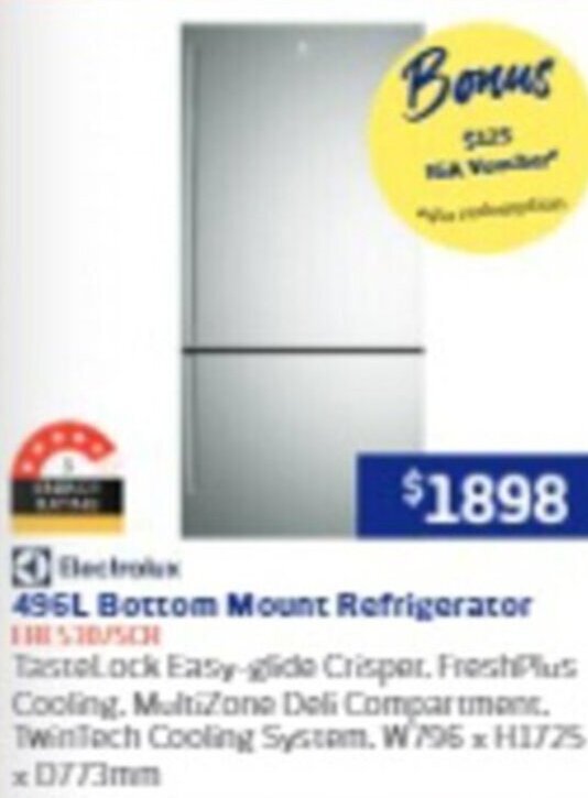 496L Bottom Mount Refrigerator ` offer at Retravision