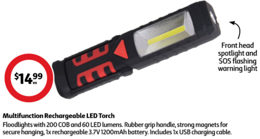 Multifunction Rechargeable LED Torch offer at Coles