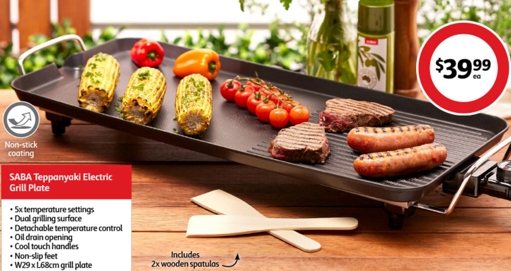 SABA Teppanyaki Electric Grill Plate offer at Coles