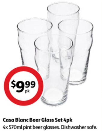 Coles Casa Blanc Beer Glass Set 4pk offer