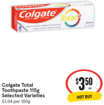 IGA Colgate Total Toothpaste 115g Selected Varieties offer