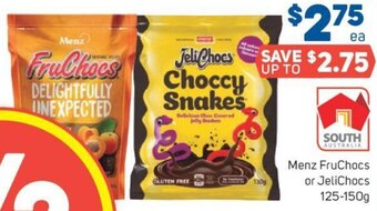Foodland Menz FruChocs or JeliChocs 125-150g offer