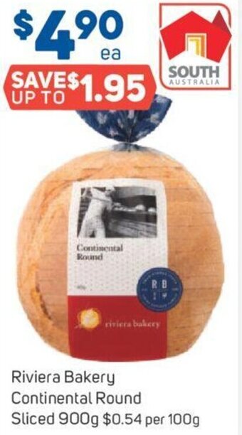 Foodland Riviera Bakery Continental Round Sliced 900g offer