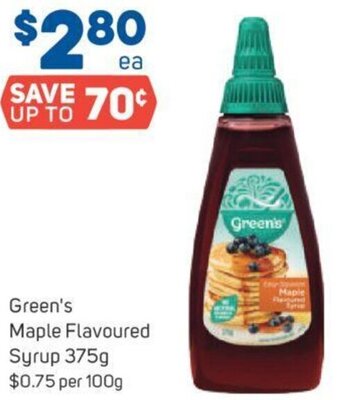 Foodland Green's Maple Flavoured Syrup 375g offer