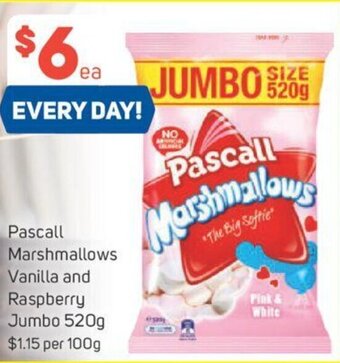 Pascall Marshmallows Vanilla and Raspberry Jumbo 520g