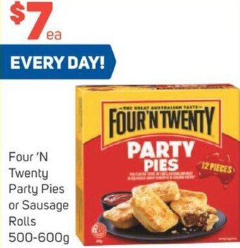 Foodland Four 'N Twenty Party Pies or Sausage Rolls 500-600g offer