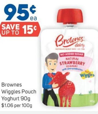 Foodland Brownes Wiggles Pouch Yoghurt 90g offer