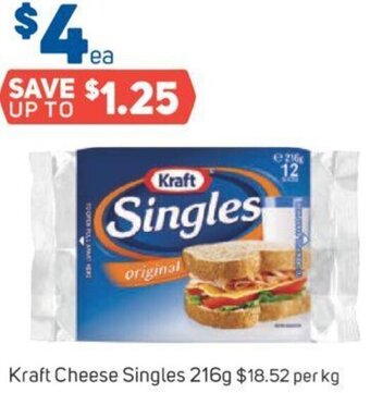 Foodland Kraft Cheese Singles 216g offer
