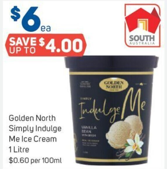 Golden North Simply Indulge Me Ice Cream 1 Litre offer at Foodland