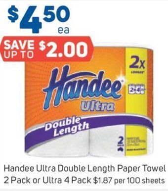 Foodland Handee Ultra Double Length Paper Towel 2 Pack or Ultra 4 Pack offer