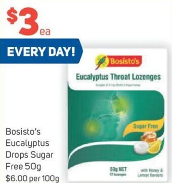 Foodland Bosisto's Eucalyptus Drops Sugar Free 50g offer