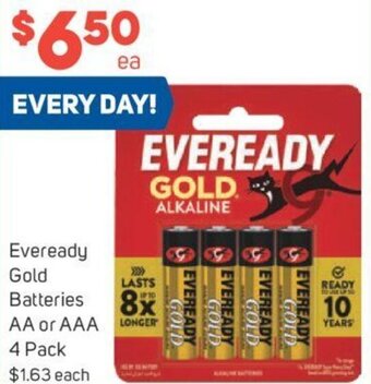 Foodland Eveready Gold Batteries AA or AAA 4 Pack offer